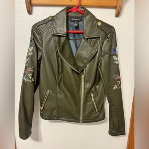 Embroidered leather jacket